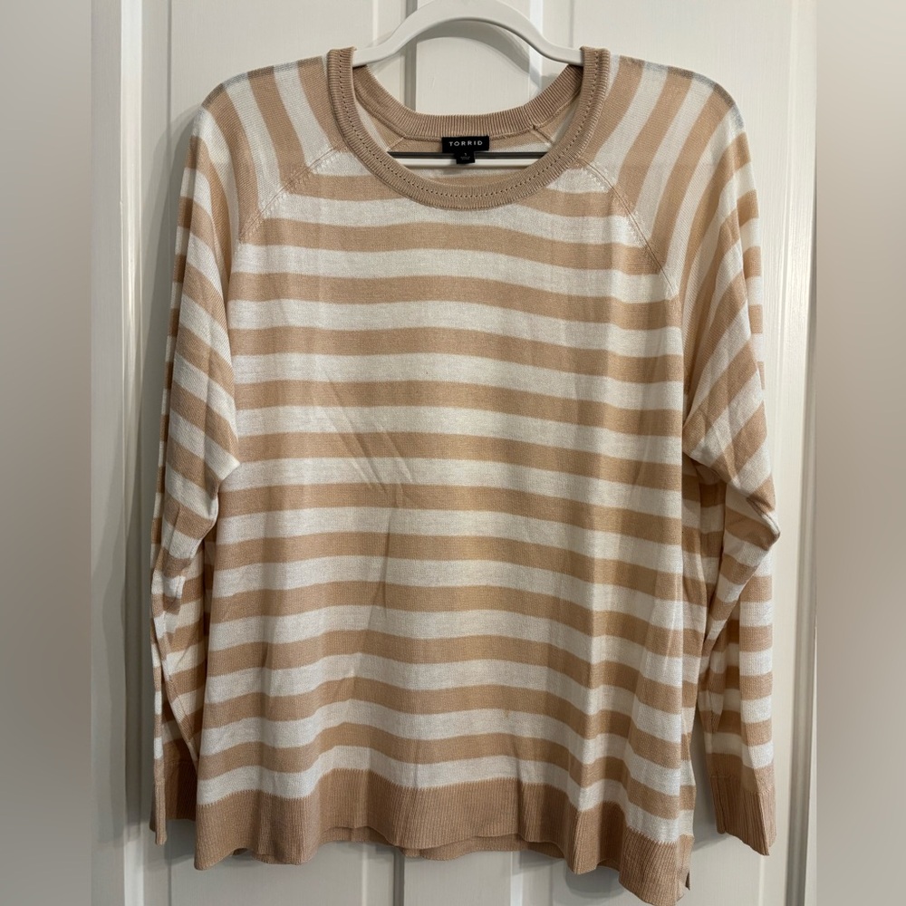 Torrid Tan and Cream Striped Sweater